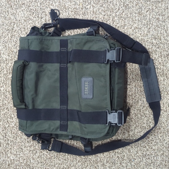 Kipling Hacker convertible backpack messenger bag army green black nylon - Picture 1 of 10